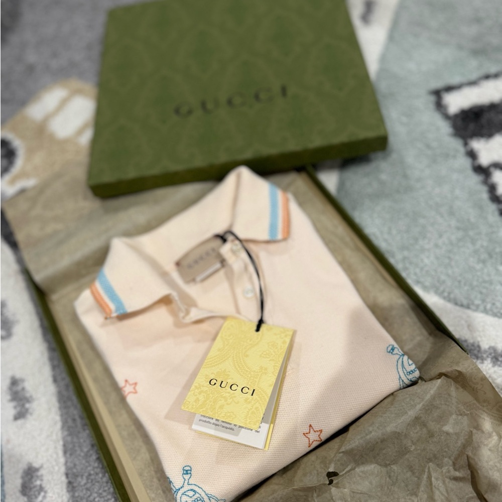 Gucci Cream Polo Shirt with Embroidered Detail